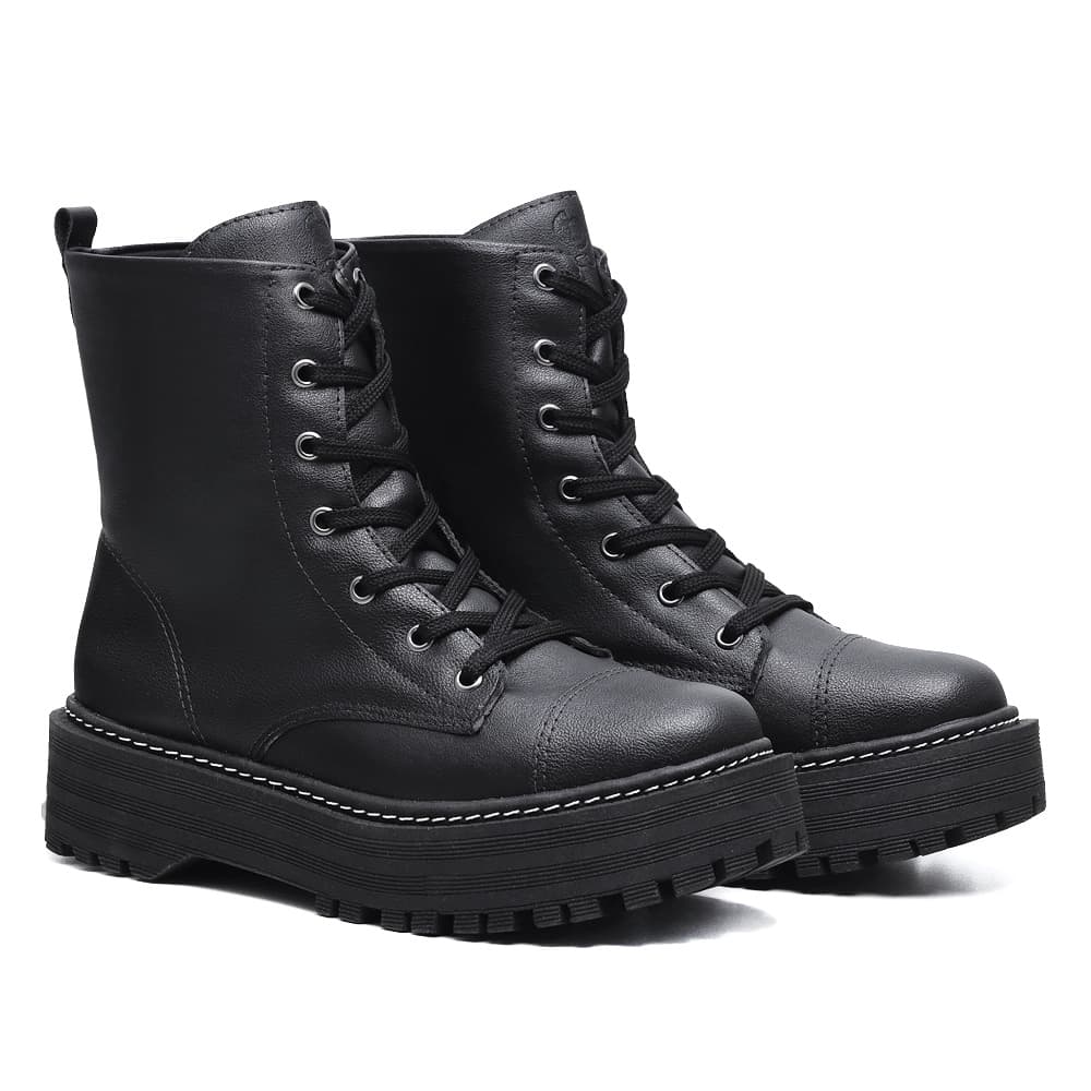 Bota Coturno Feminino Falcucci Blogueira Militar Tratorado Plataforma Confort