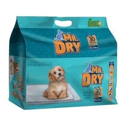 Tapete Higiênico Para Cães Mr. Dry 60x60 cm 30 Unidades