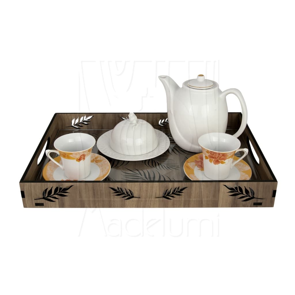 Bandeja Retangular Madeira Café da Manhã Decorativa 45x30