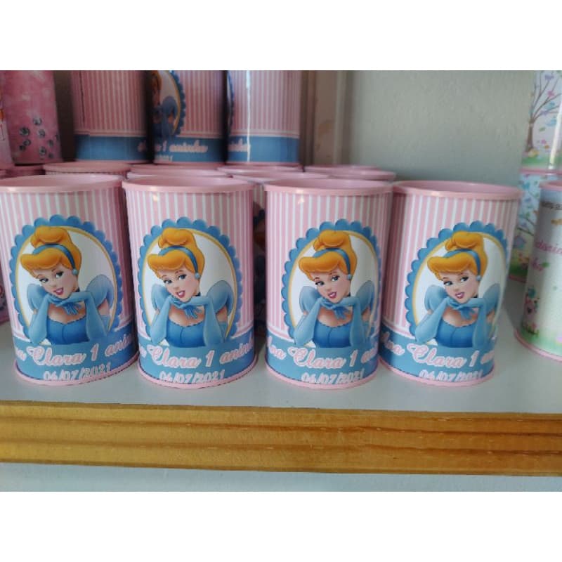 15 Lembrancinha Cofrinho Personalizado Cinderela Rosa