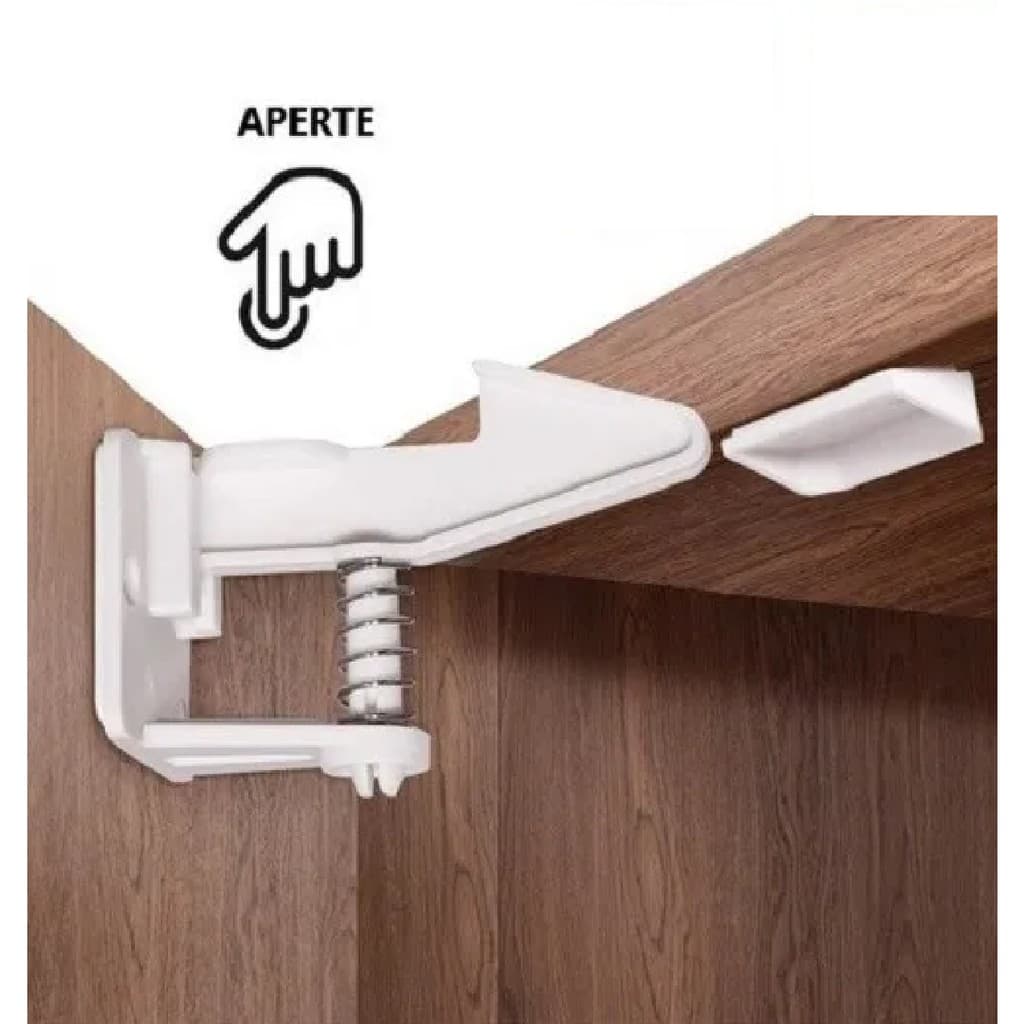 Trava Click Gaveta Porta Armário Segurança Proteção Bebê Invisível Interna Escondida