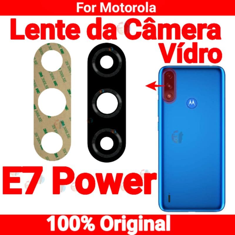 Vidro da Camera Moto E7 Power Lente da Câmera Traseira Vidrinho Traseiro Original