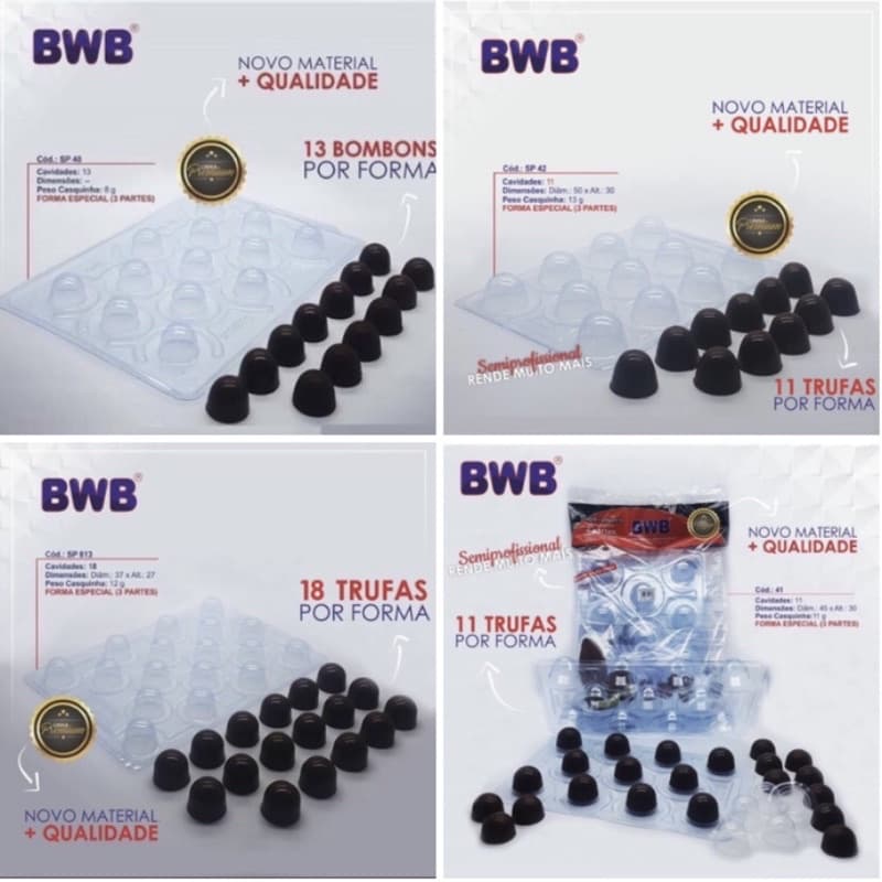 Novidade Formas BWB Silicone a Trufas Alto Rendimento SEMI-PROFISSIONAL (CHOCO)