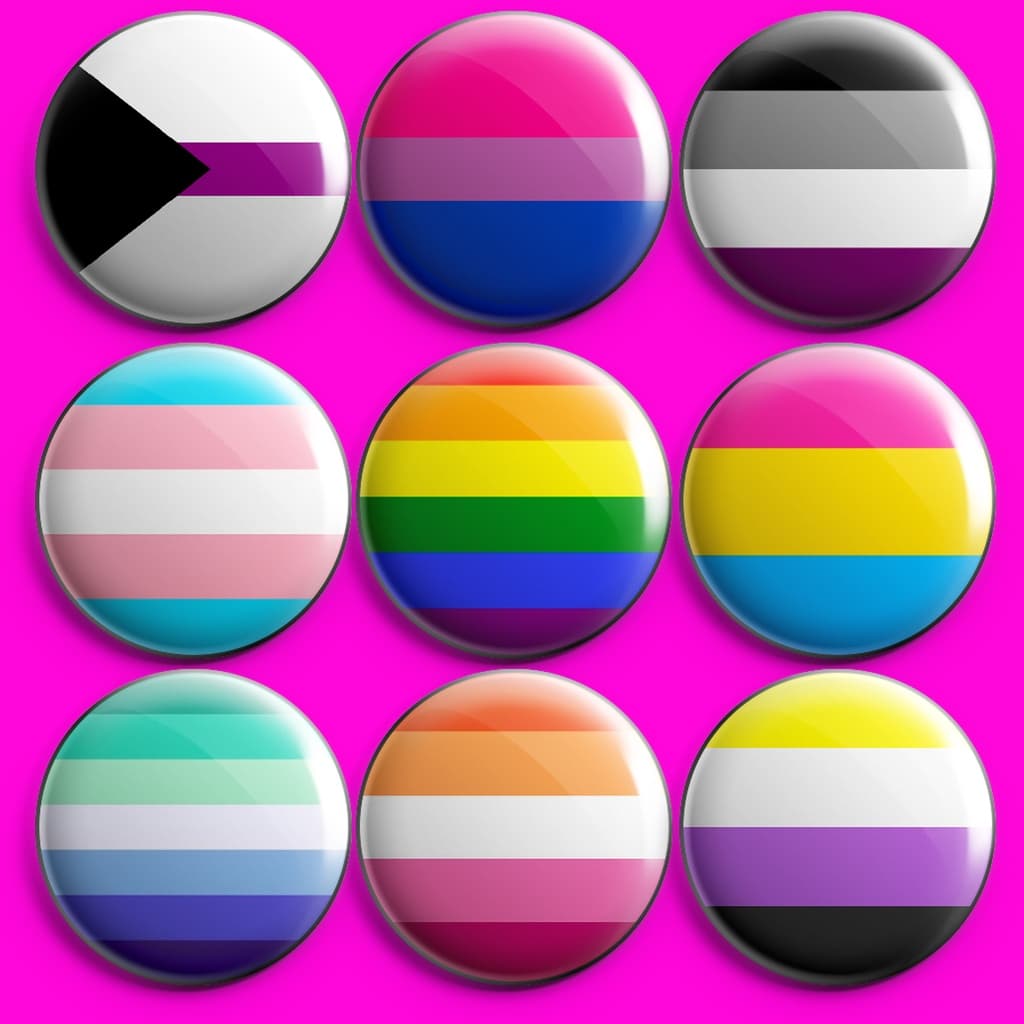 Bottons Bandeiras LGBT - Botton LGBTQ tamanhos 3,5cm/4,5cm/5,5cm