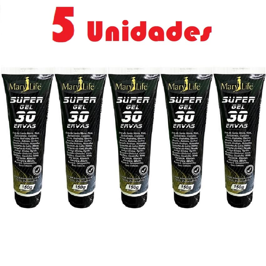 Kit com 5 Super Gel 30 Ervas 150g Efeito Gelo Quente
