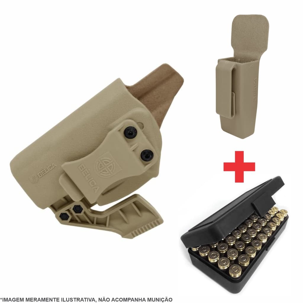 Kit Coldre G2C + Porta Carregador Velado + Porta Munição Retangular