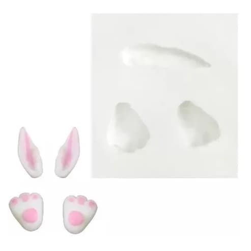 MOLDE DE SILICONE ORELHA E PATA DE COELHO