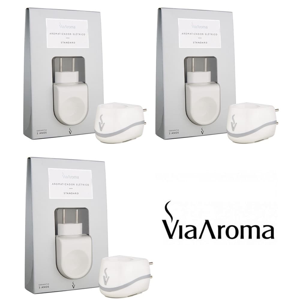 3 UND Aromatizador Via Aroma Difusor Eletrico Standard Aromaterapia - Bivolt - Branco