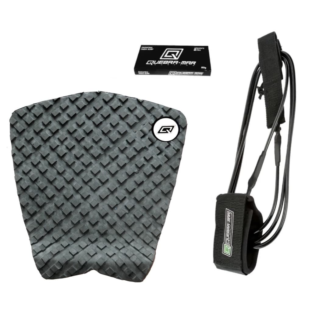 Kit Quebra-Mar - Deck Prancha Surf+ Leash Strep Surf 6´pés + Prafina 80gr