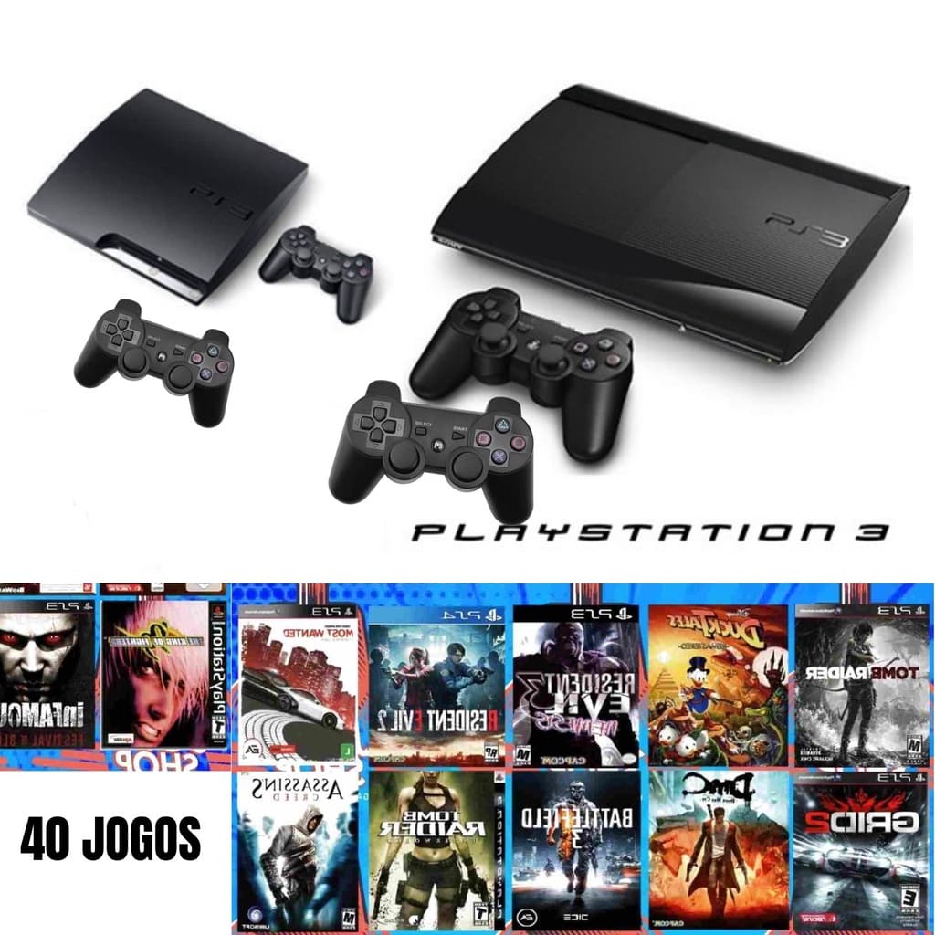 Ps3 Playstation Play 3 Usado Com 45 Jogos + 2 Controles
