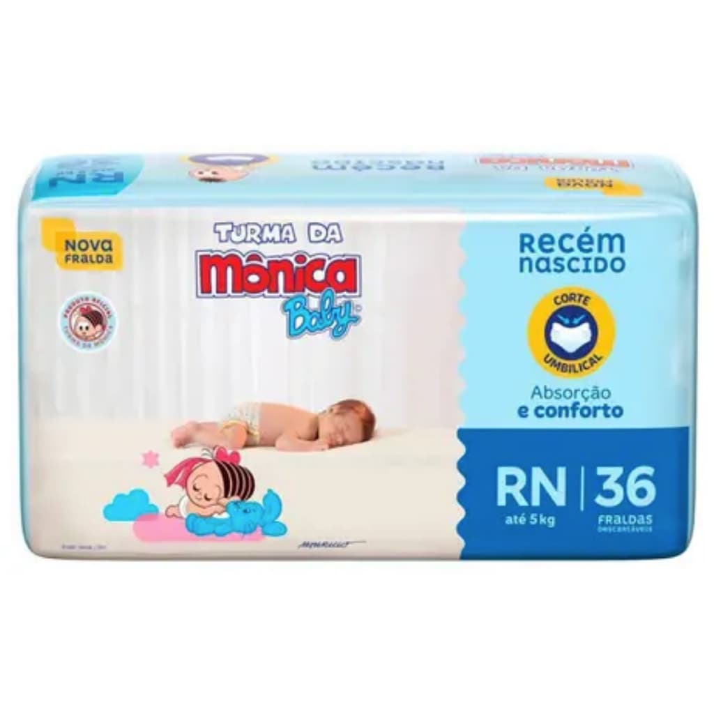Fralda turma da monica baby jumbo rn 36 unidades