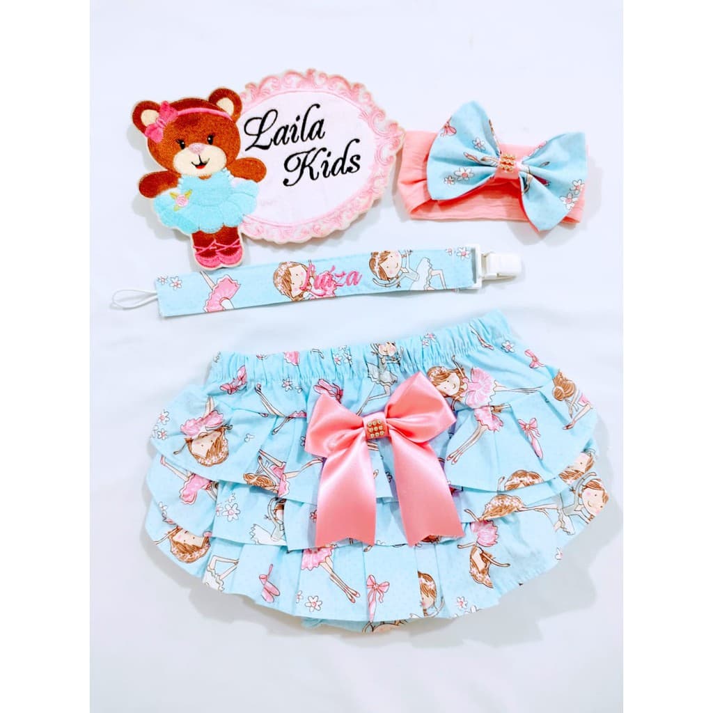 Calcinha Bunda Rica + Tiara + Prendedor De Chupeta Com Nome