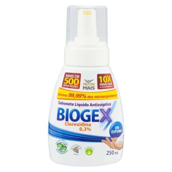 Sabonete Líquido em Espuma Antisséptico Biogex 250ml - Nutriex