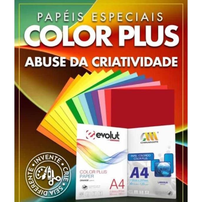 PAPEL COLOR PLUS 180G VARIAS CORES COLORIDO NA MASSA  (PACOTE COM 20/50/100 FOLHAS)