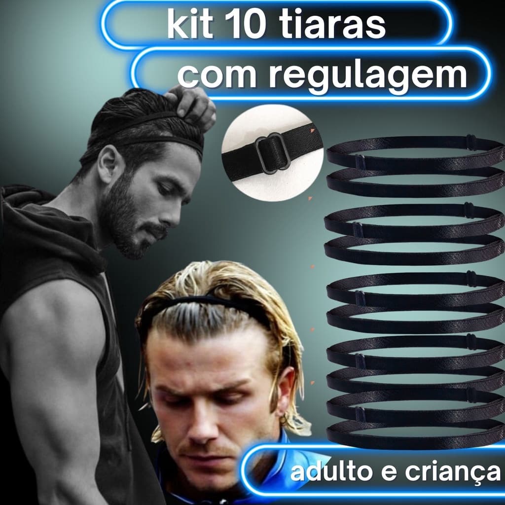 kit 10 tiara faixa elastica com regulagem ideal pra adulto e criança  prendedor de cabelo