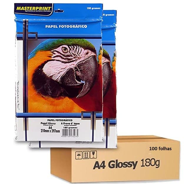 Papel Fotográfico Foto A4 Brilhante Glossy 180grs 10, 20 e 50 folhas - Masterprint