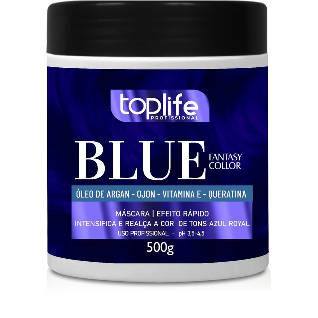 Mascara Matizadora capilar tonalizante Ativador Tons Azul 500g Toplife