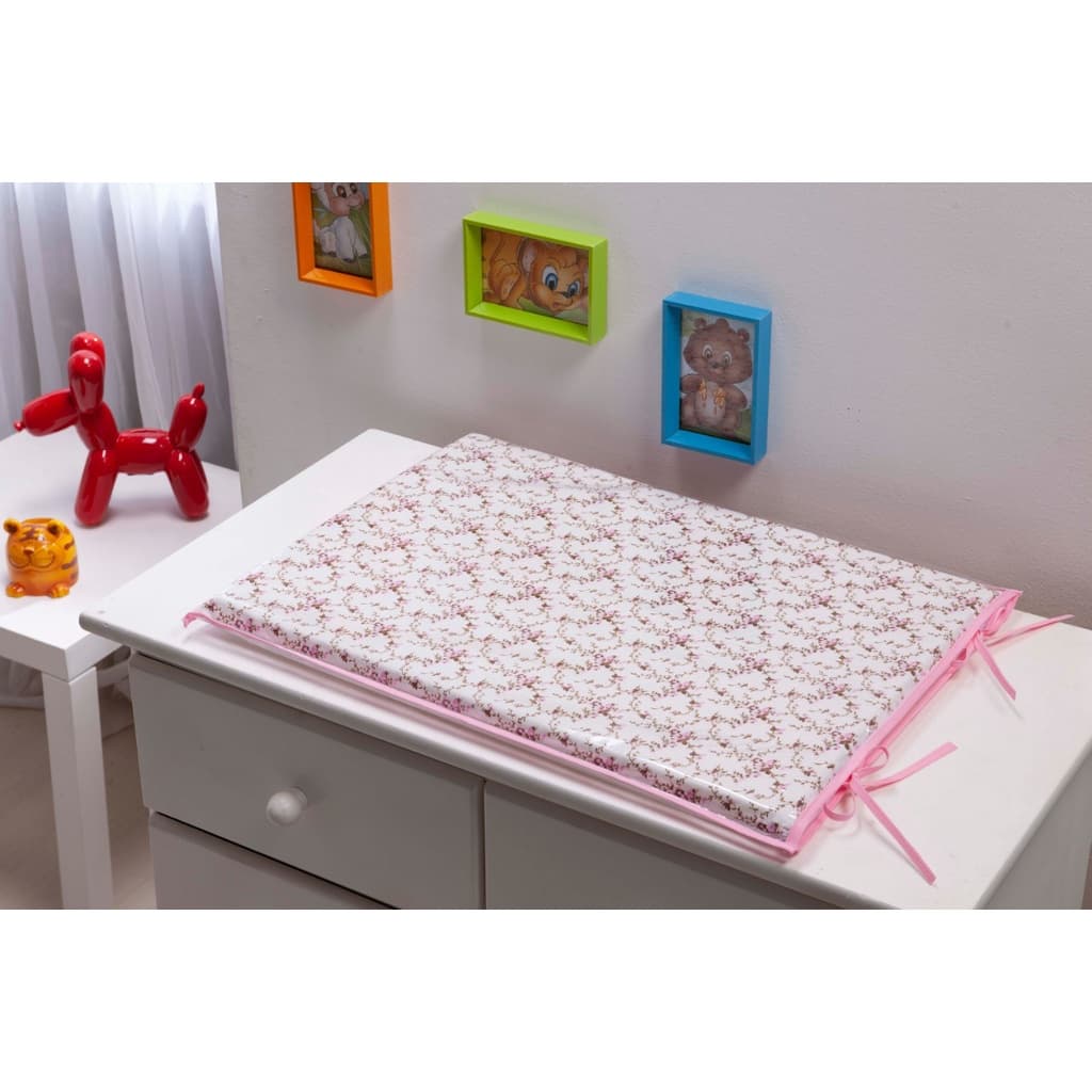 Trocador de comoda para Bebe Promoção Rosa floral com Galhos Marrom com Espuma de Colchao