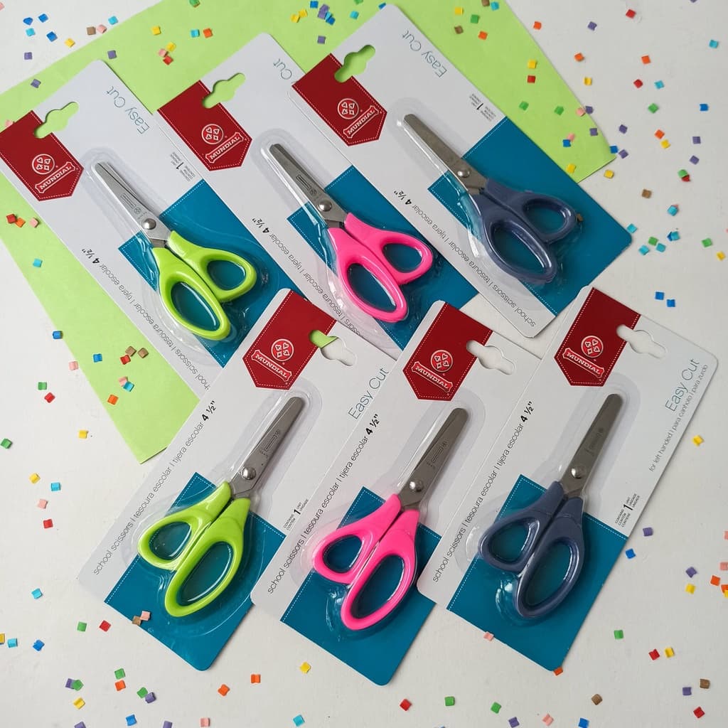 Tesoura Escolar 11,4 cm Easy Cut Destro e Canhoto - Mundial / Material Escolar / Papelaria