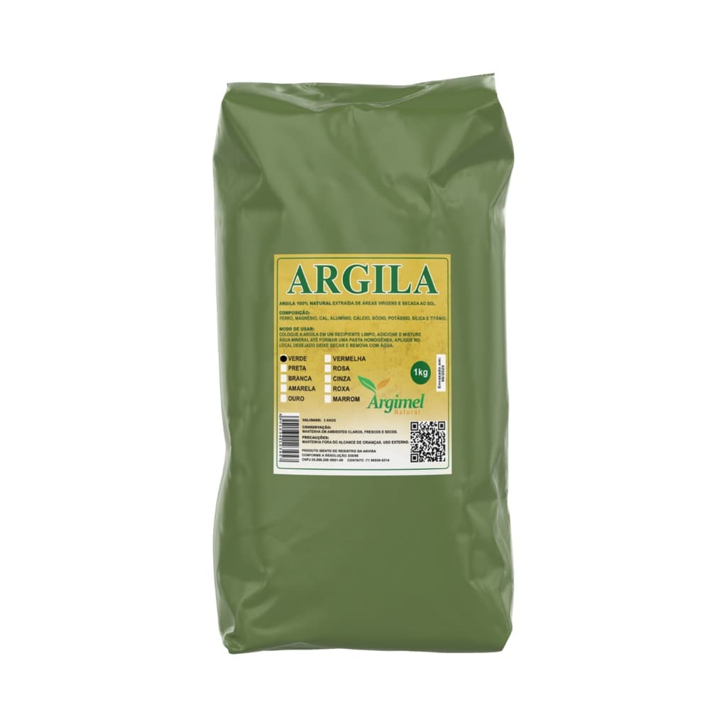 Argila Verde1kg para Rosto, Cabelo e Corpo (Natural e Esterilizada) - Skin Care, Máscara facial