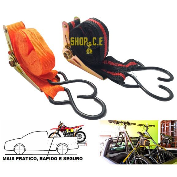 Cinta carga com catraca 4,5 metros X 25mm fita com catraca para carro moto bicicleta 60kg