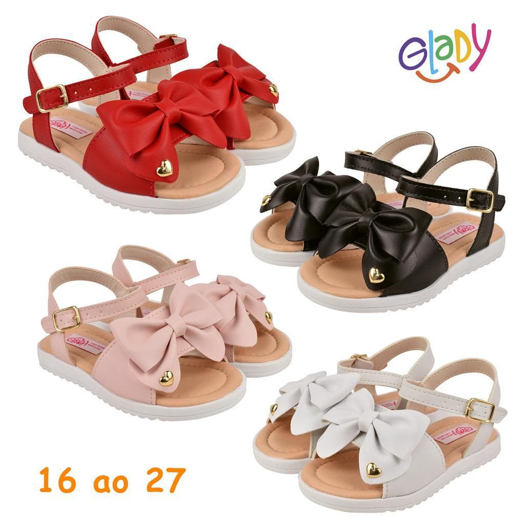 Sandália Infantil Menina Casual Luxo Com Laço Coração Super Confortável Qualidade Premium 16 ao 27