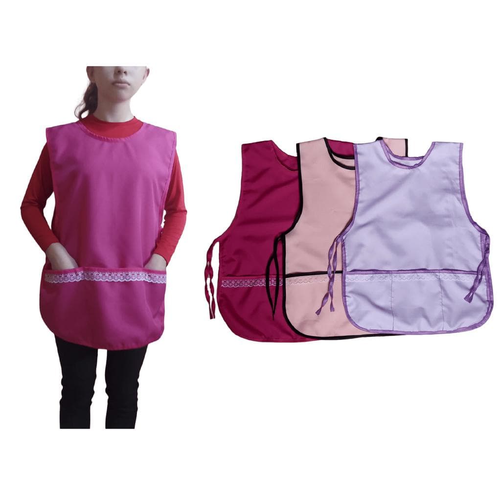 1 Avental Bata Jaleco Feminino com 3 Bolsos Uniforme Escolar e Cozinha em Oxford