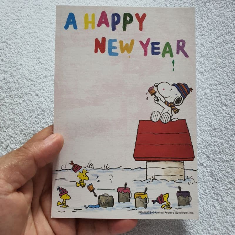 Cartão Postal Feliz Ano novo Snoopy ( unitário)