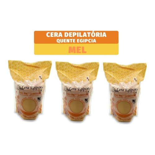 Kit 3 Ceras Depilatória Egipcia Elástica Mel 500 Gramas