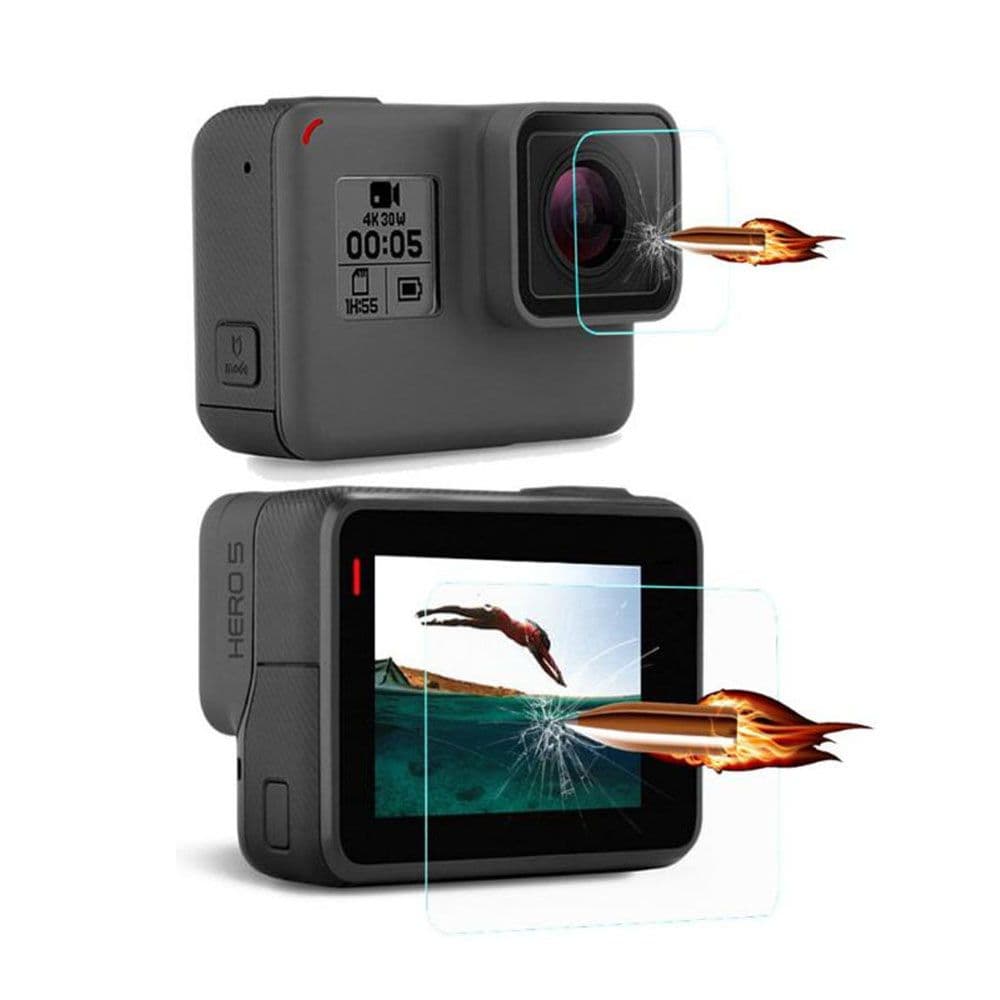 Películas de Vidro GoPro Hero 5, 6, 7 Black Lente e Tela LCD
