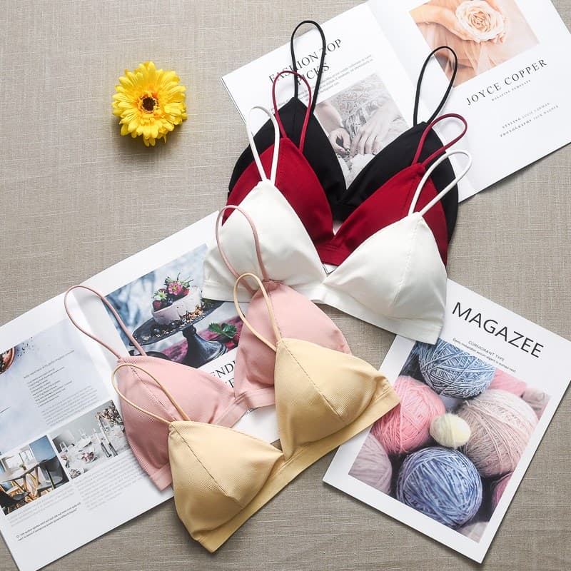 Sutiã De Renda Sem Costura Push-Up Triangular Sexy Roupa Íntima Fina