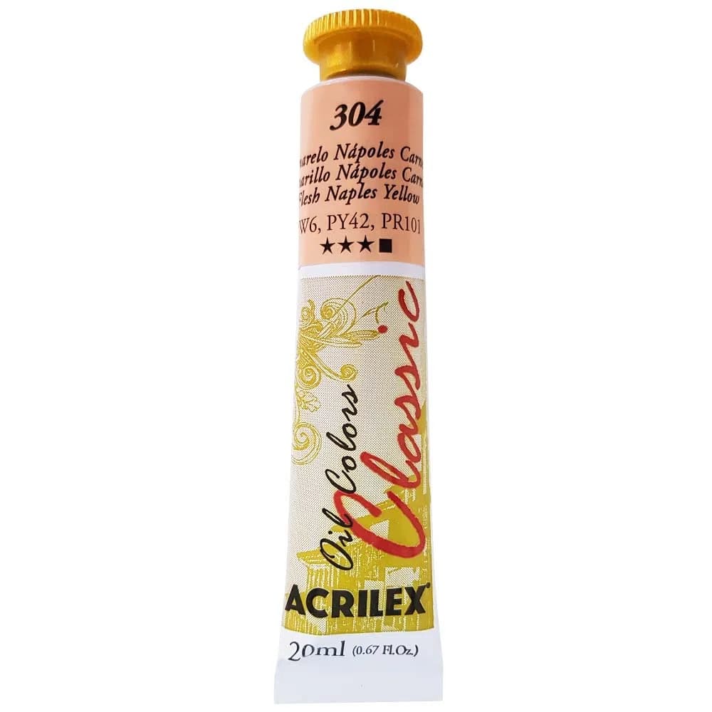 Tinta a Oleo Amarelo Nápoles Carne 304 - Acrilex 20 ml