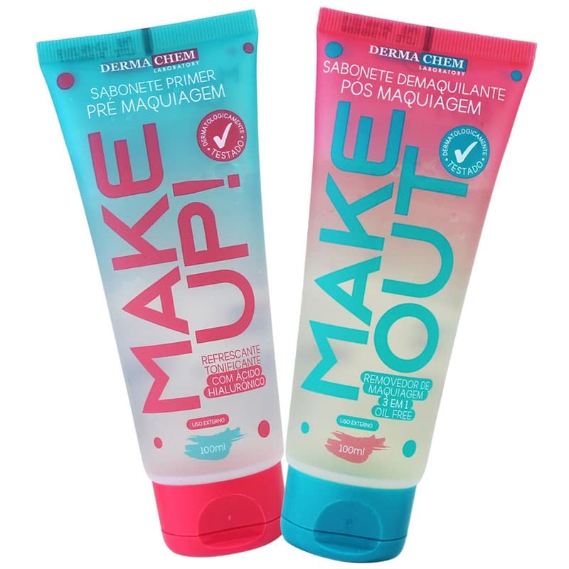 Kit 2 Sabonete Pré e Pós Maquiagem Make Up e Make Out Dermachem