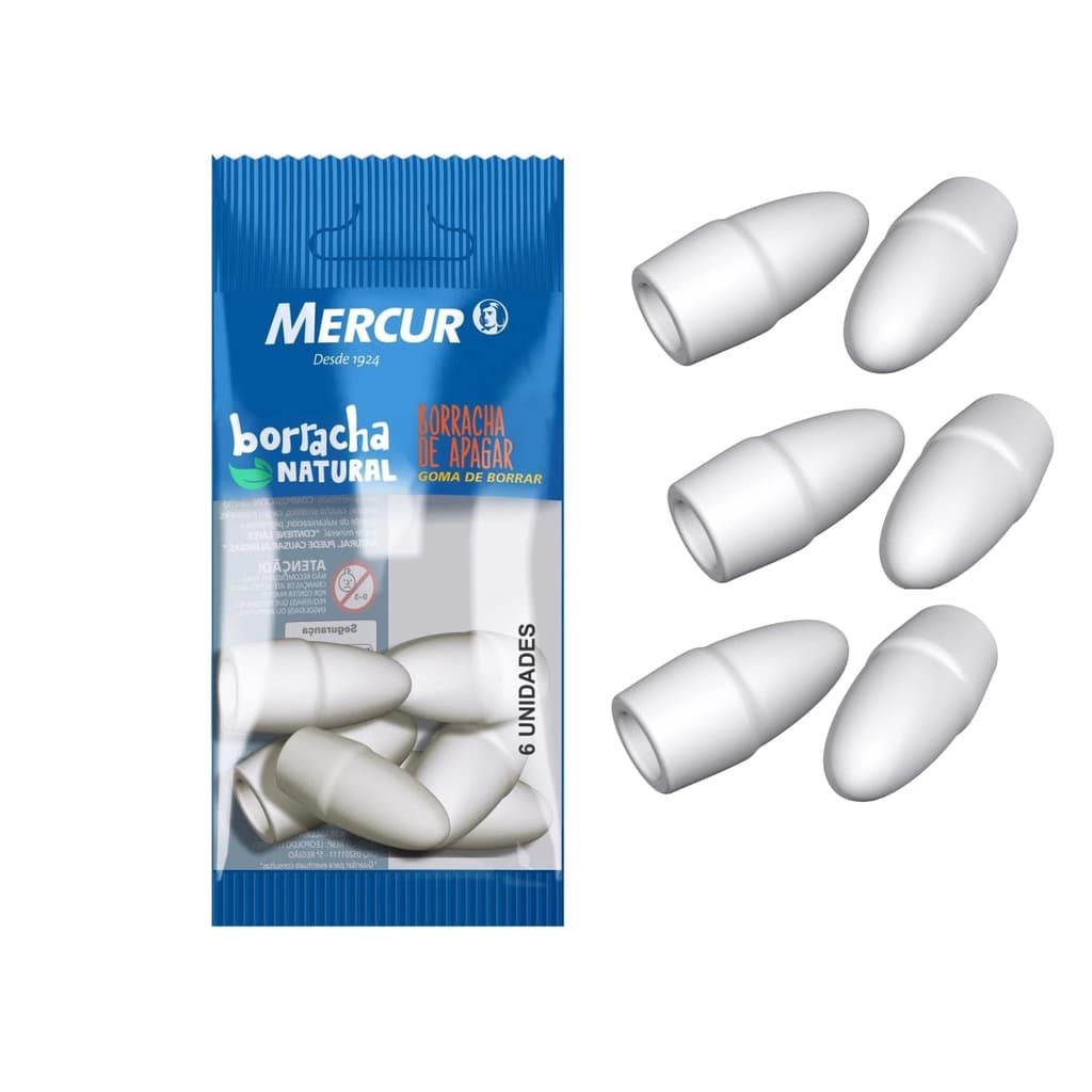 borracha ponta de lapis ponteira 6 unidades branca mercur