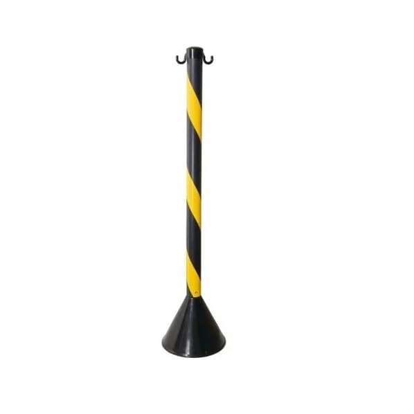 Pedestal Plástico zebrado preto amarelo com suporte para corrente