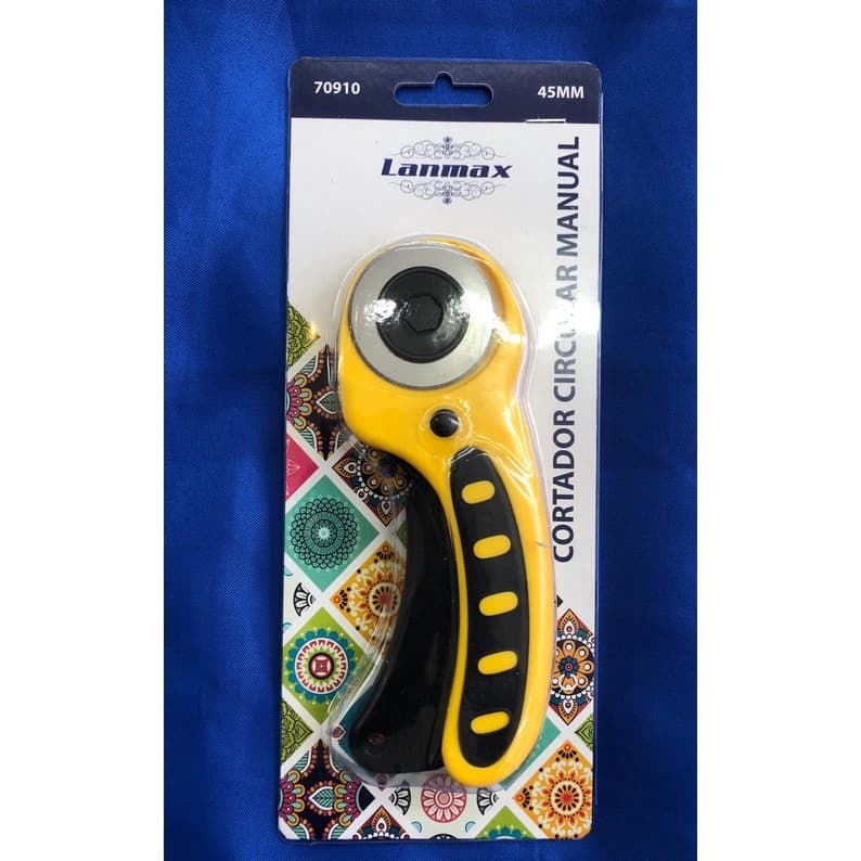 Cortador de Patchwork circular de 45mm marca Lanmax cor amarelo com lamina