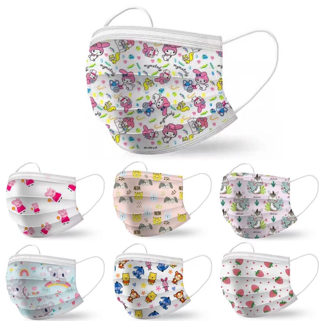 Máscara descartável três camadas infantil 50 unidades. Proteção facial