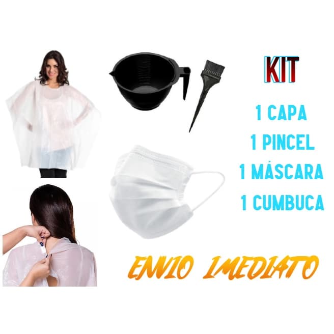 Kit tintura ou hidratação para cabelo, contendo: 1 pincel, 1 Cumbuca, 1 Capa Leitosa e uma Máscara envio imediato! comprou.. levou!!