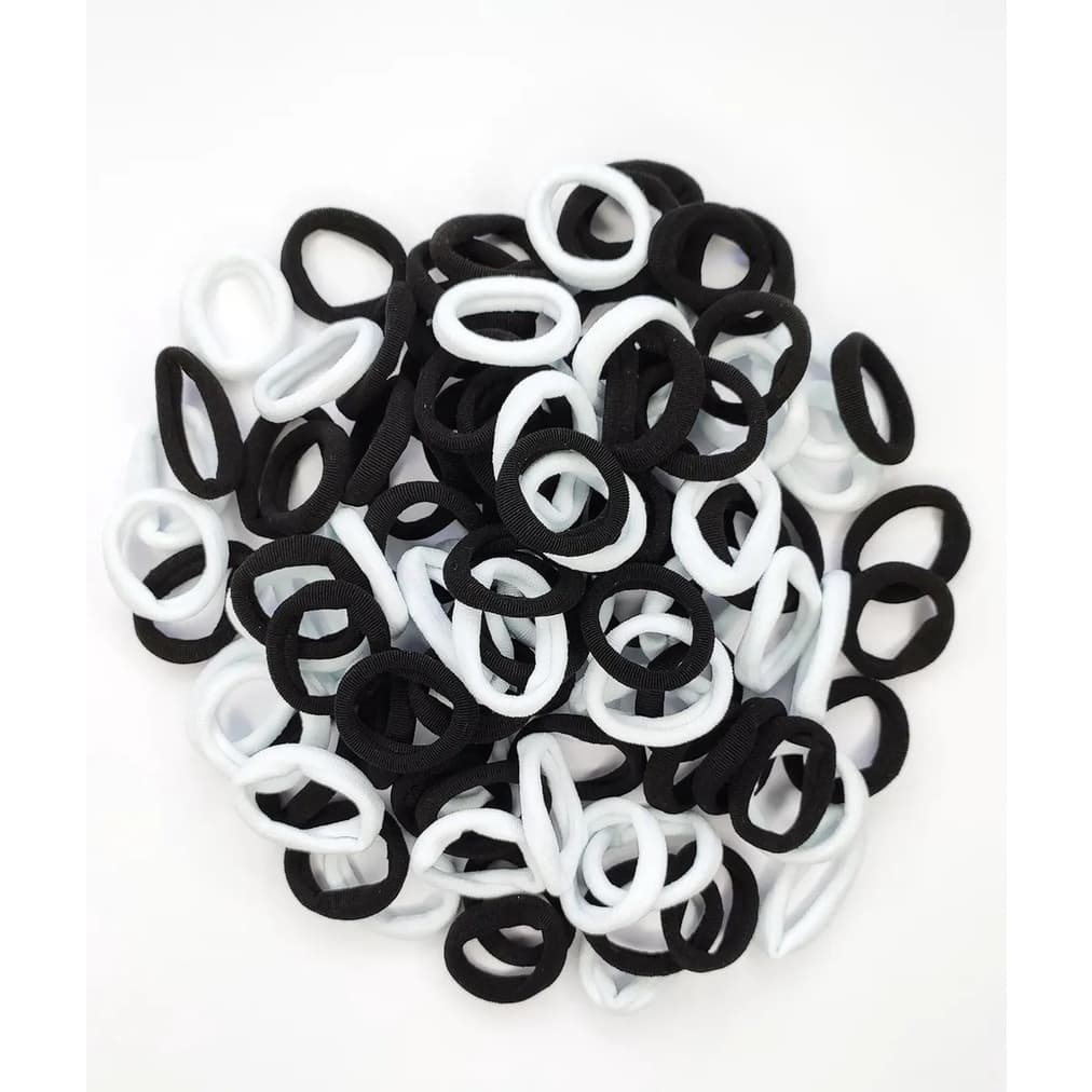 kit 50 elasticos de Cabelo Tipo Meia  Criança Adulto Rabicó Preto