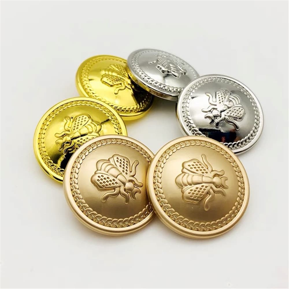 10 peças/lote botão de pressão de metal dourado design abelhinha acessórios de costura botões para roupas 20mm costura artesanal suprimentos botões para casaco