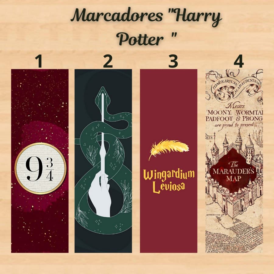Marcador de páginas Harry Potter Leviosa/Plataforma/sonserina plastificado