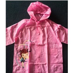Capa de chuva infantil rosa menina com capuz e bolsos PVC C0010