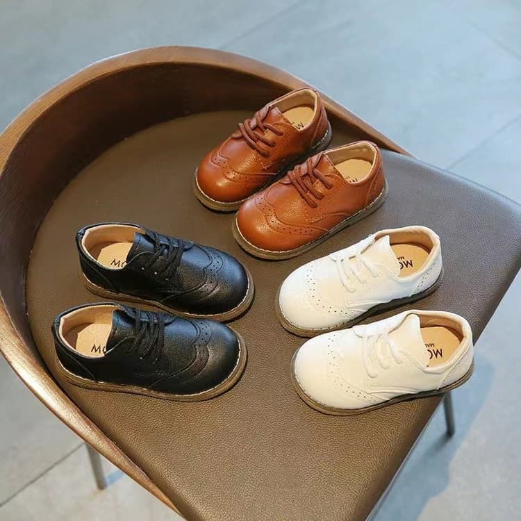 Crianças pequenos sapatos de couro primavera outono novo estilo meninos meninas moda sapatos planos estilo britânico erv