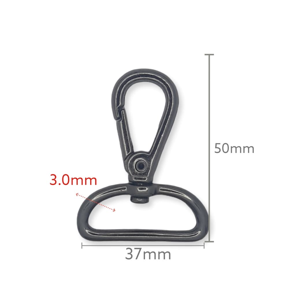 1 Mosquetão Luxo Grafite 30mm para Bolsas Mochilas Artigos Costura