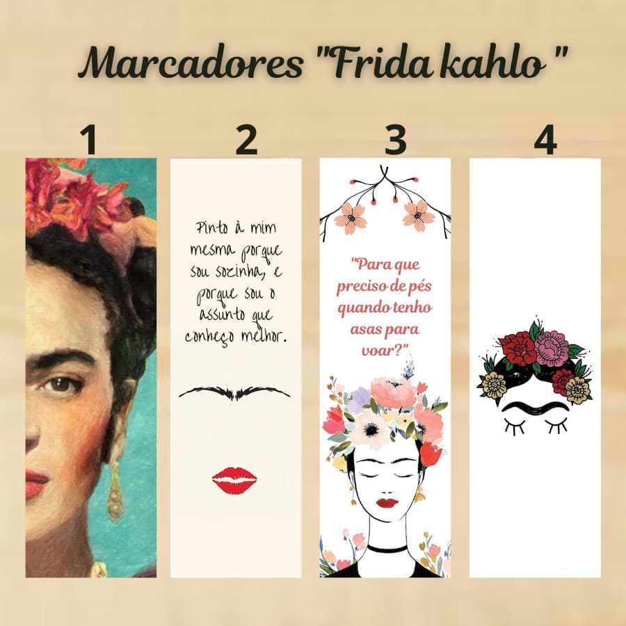 Marcador de página Frida Kahlo plastificado com ou sem tassel