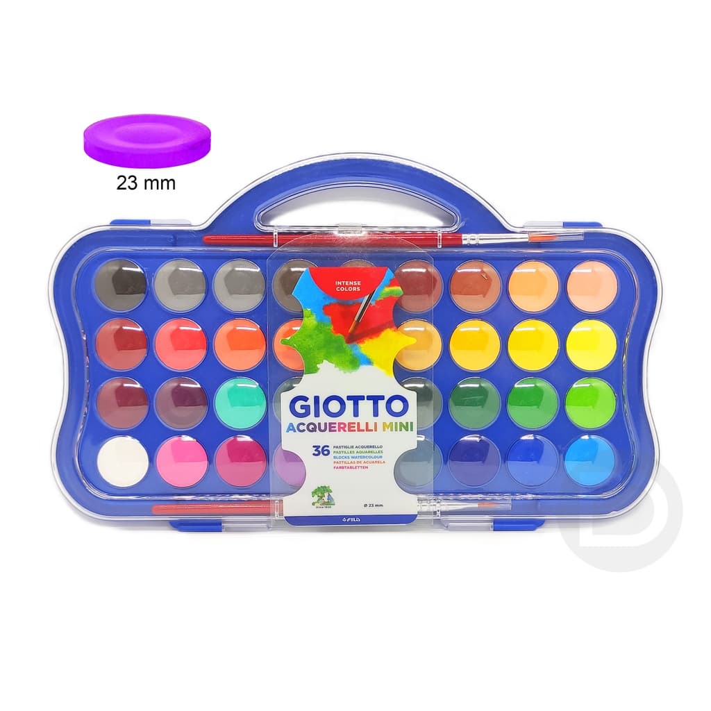 Aquarela Pastilha Giotto Mini 36 Cores + 2 Pinceis