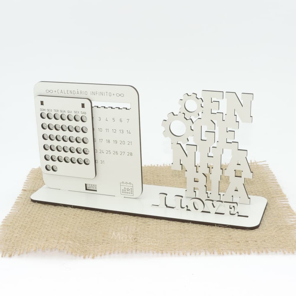 5 Calendário Infinito Personalizado Mdf Branco - Engenharia