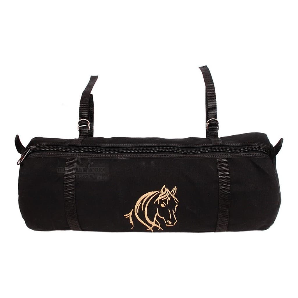 Garupeira Em Lona Impermeável Bordada Cor Preta Frete Grátis