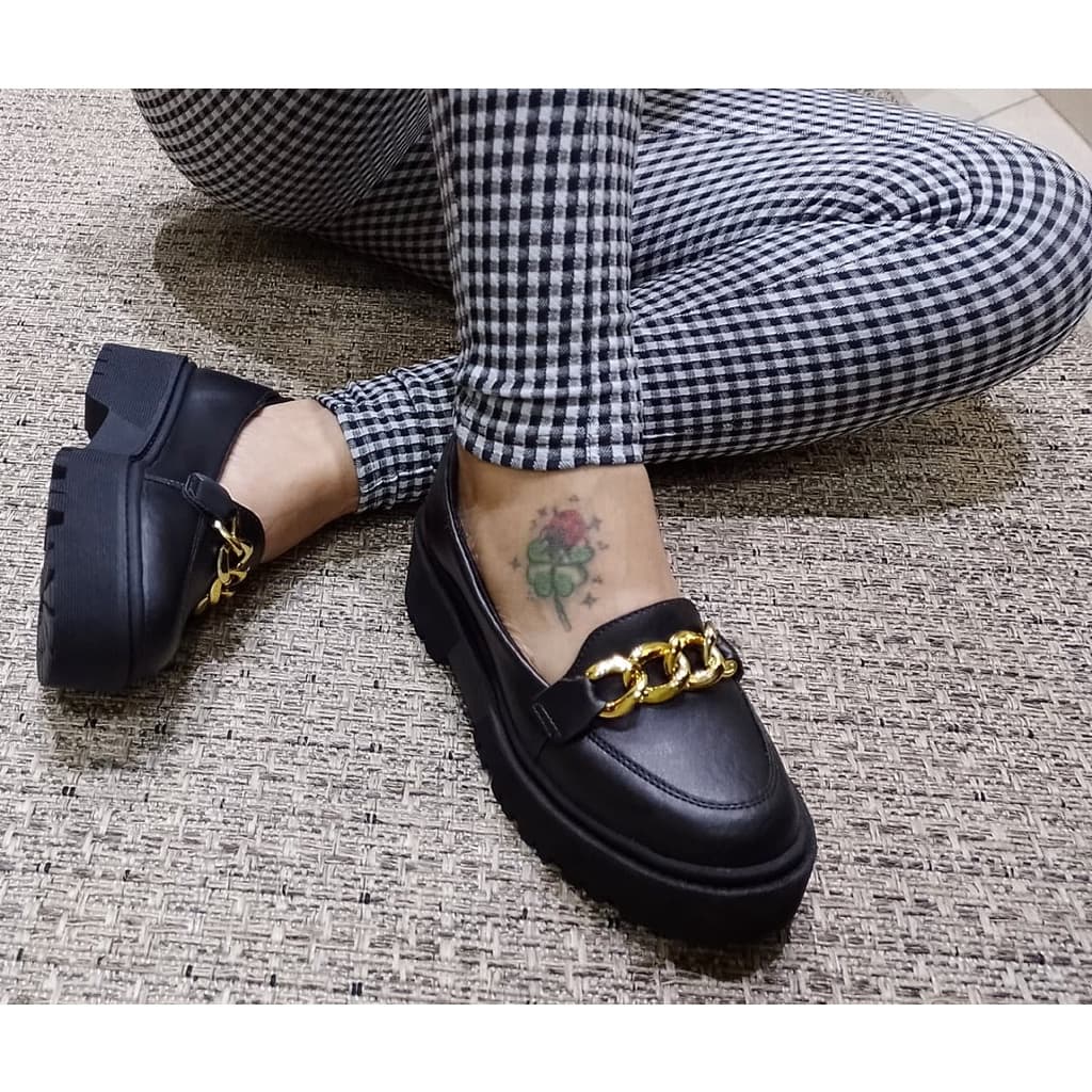 Mocassim Sapato Tratorado Corrente Oxford