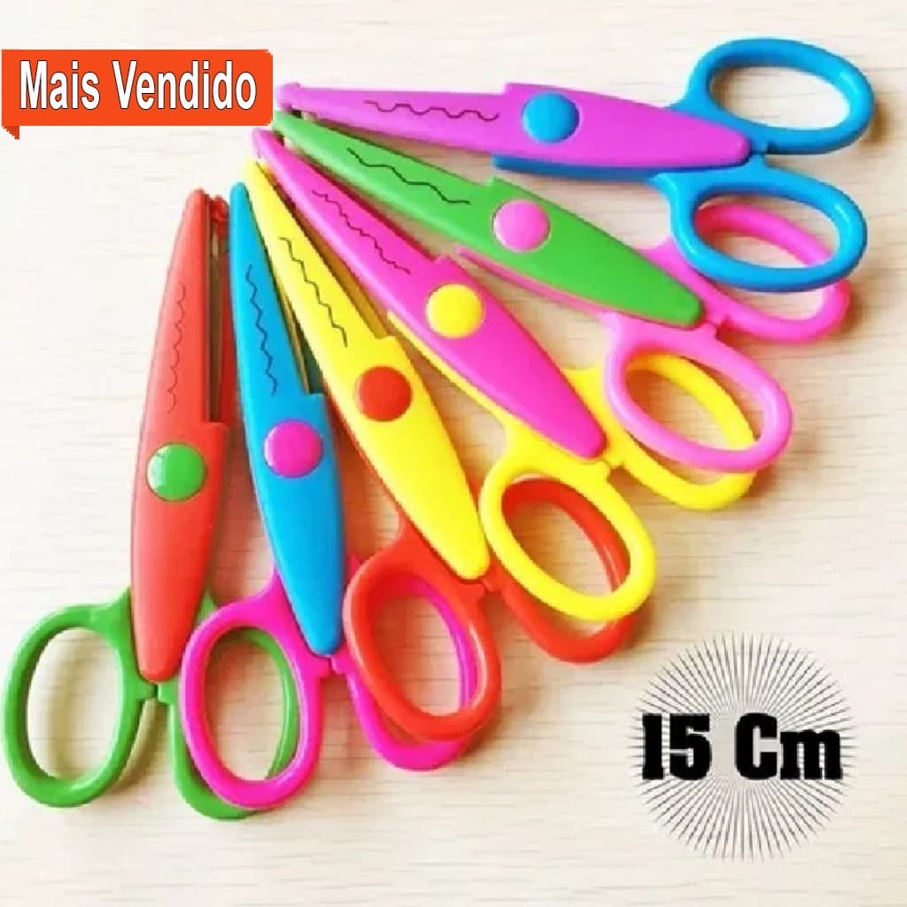 Kit 6 Tesoura Decorativas Artesanato Picotar Scrapbook Papel